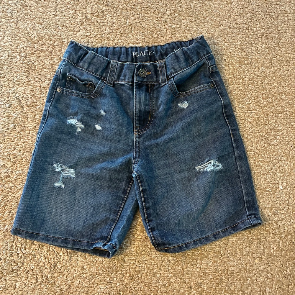 Children's Place Boys Denim Shorts Dark Indigo Ripped Size 8